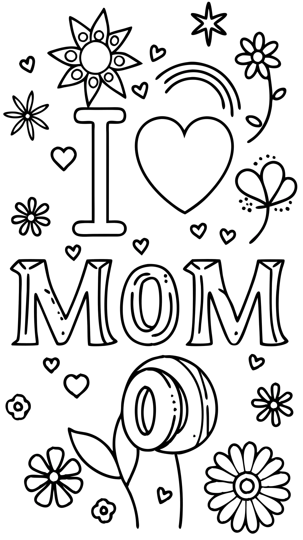 coloring pages i love mom